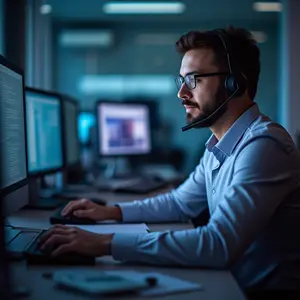 Another Man working at Cyber IT Specialists Help Desk.
